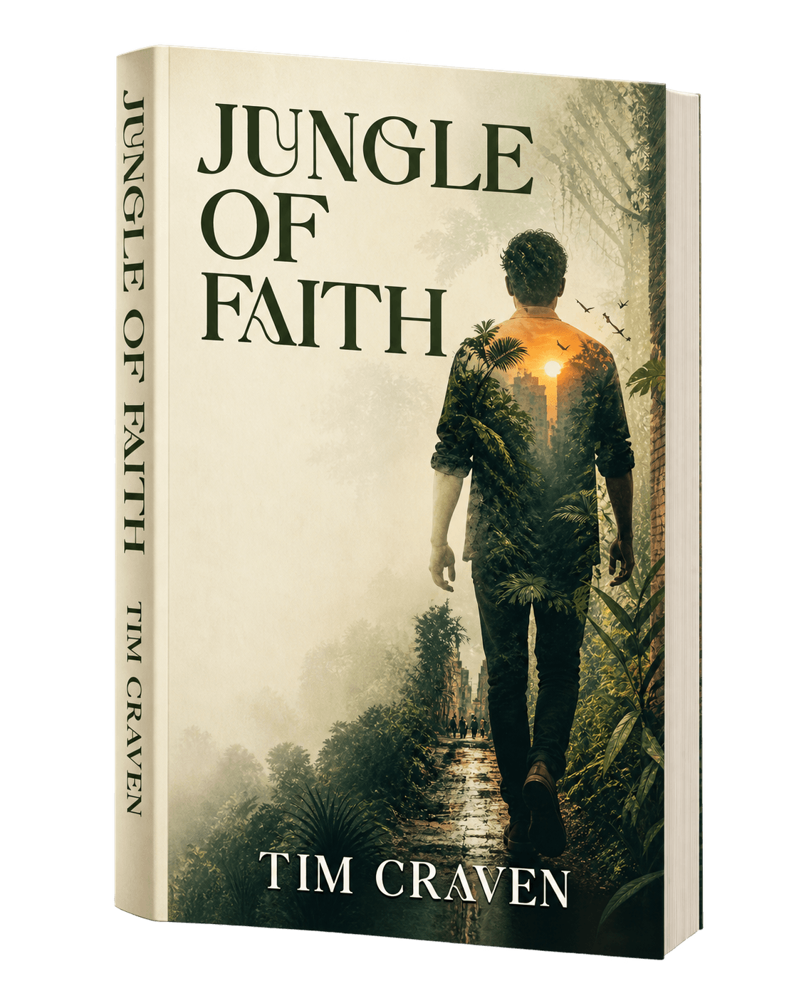 Jungle of Faith book cover, standing on a stack of books